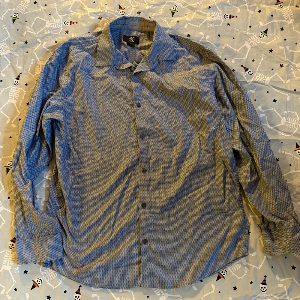 Calvin Klein Men’s Dress Shirt Medium Long Sleeve Blue